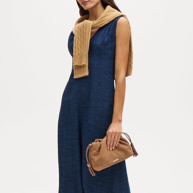 Soho Large Crossbody Pouch Cappuccino Suede