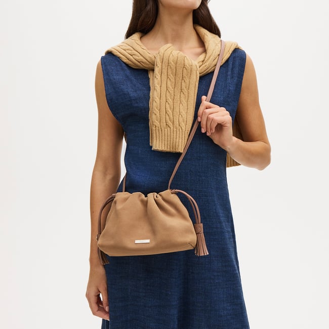 Soho Large Crossbody Pouch Cappuccino Suede