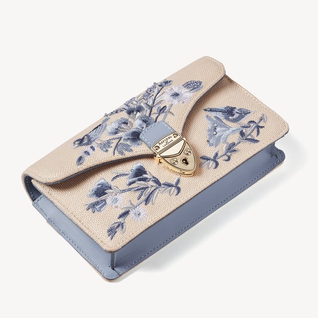 Mayfair®Clutch Sky Blue English Garden Hand Embroidery