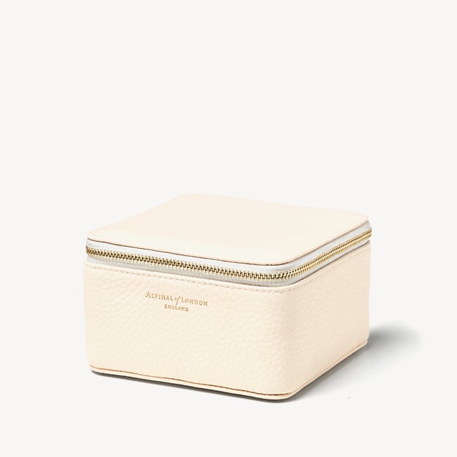 Travel Watch & Ring Box with Pocket Ivory Pebble