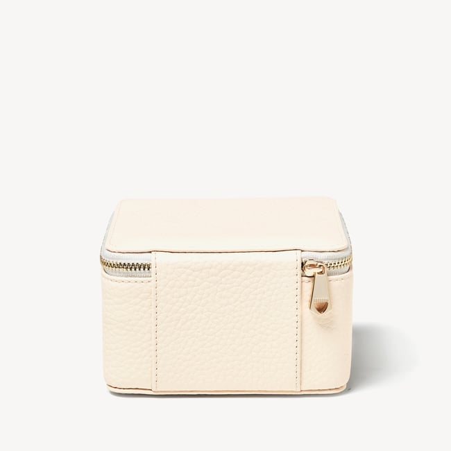 Travel Watch & Ring Box with Pocket Ivory Pebble