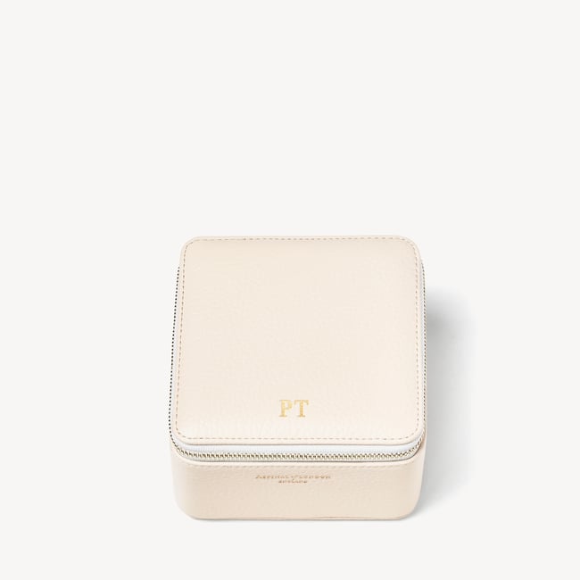 Travel Watch & Ring Box with Pocket Ivory Pebble