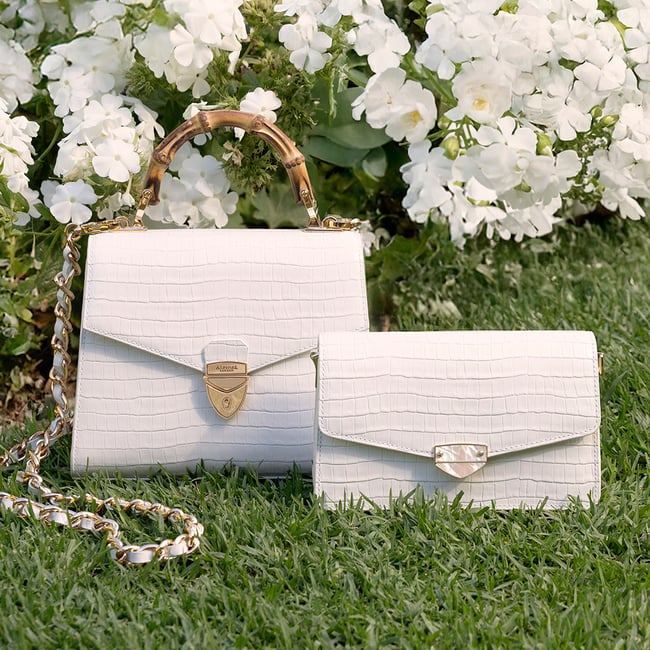 Eliza Clutch Deep Shine Chalk White Small Croc