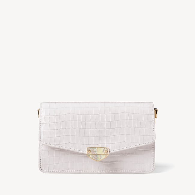 Eliza Clutch Deep Shine Chalk White Small Croc