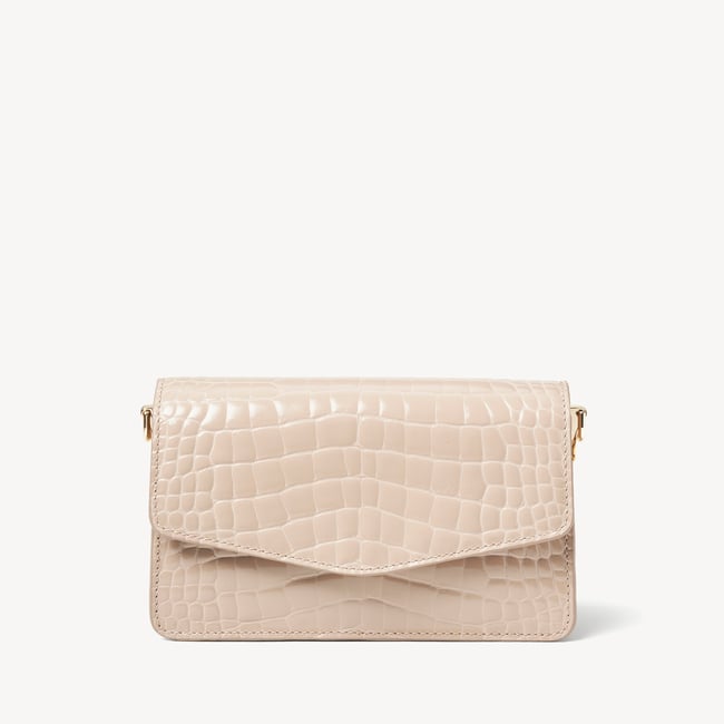 Eliza Clutch Soft Taupe Patent Croc