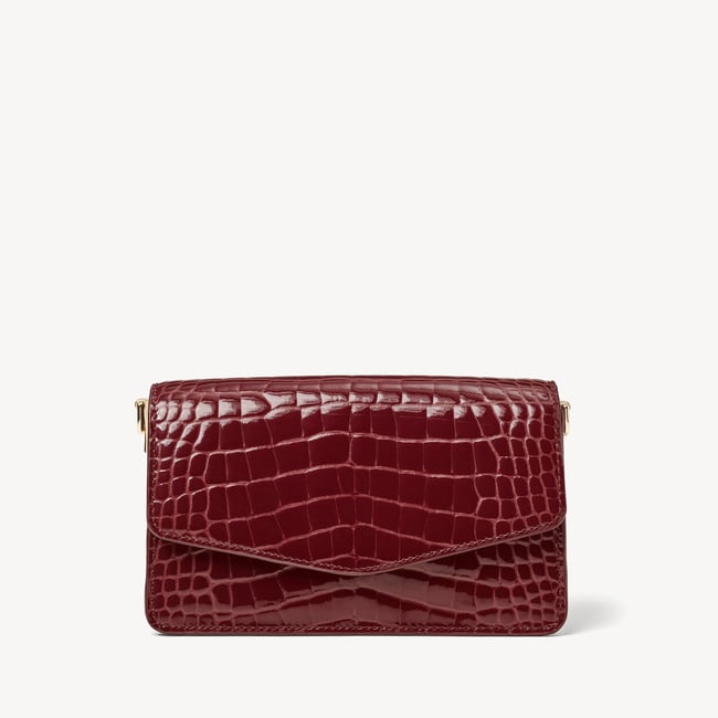Eliza Clutch Merlot Patent Croc