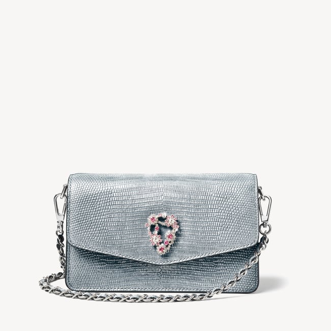 Eliza Clutch Peacock Blue Lizard
