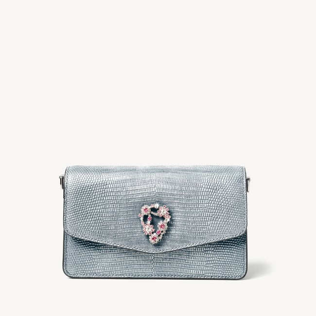Eliza Clutch Peacock Blue Lizard