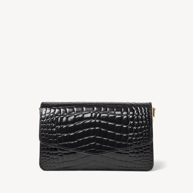 Eliza Clutch Black Patent Croc