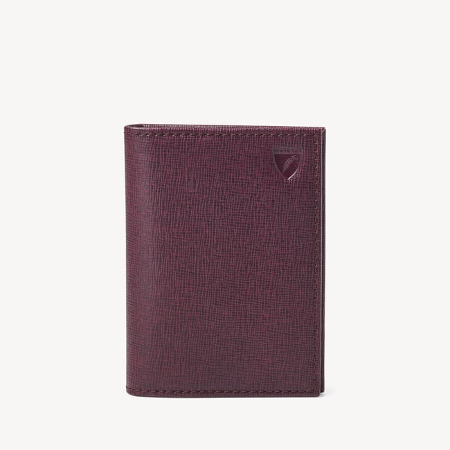 Double Fold Credit Card Holder Burgundy Saffiano