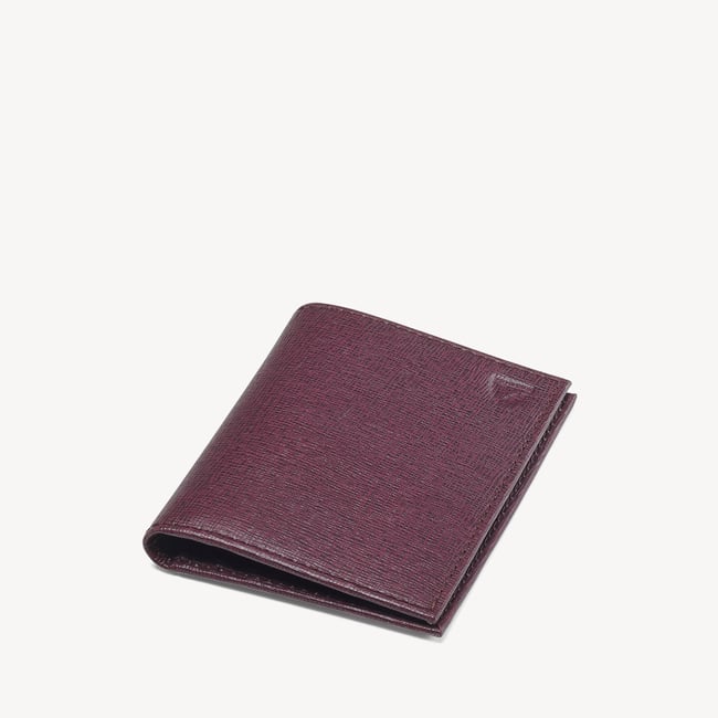 Double Fold Credit Card Holder Burgundy Saffiano