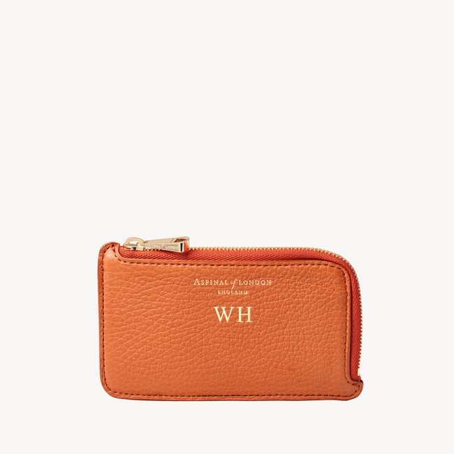 Zipped Coin & Card Holder Marmalade Pebble