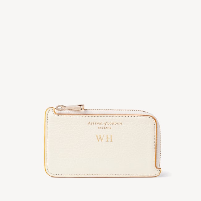 Zipped Coin & Card Holder Ivory Pebble