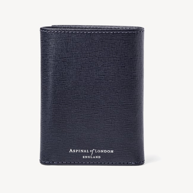 Trifold Wallet  Navy Saffiano