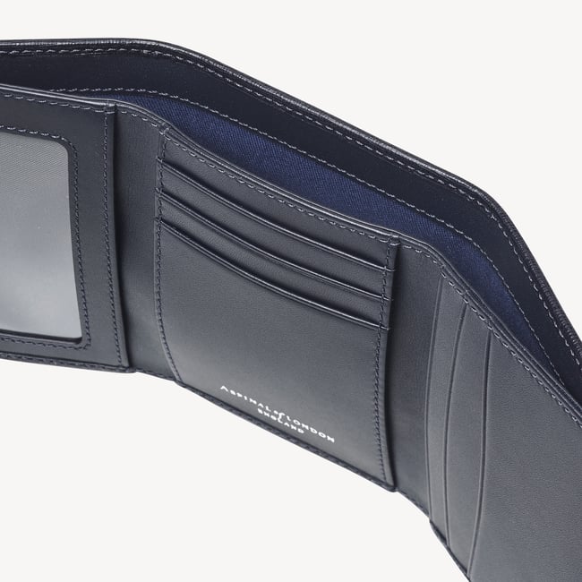 Trifold Wallet  Navy Saffiano
