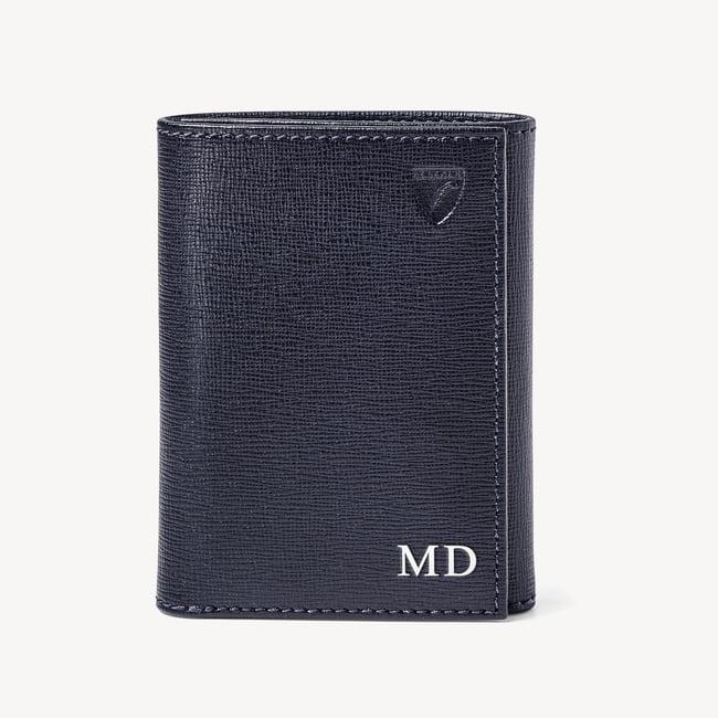 Trifold Wallet  Navy Saffiano