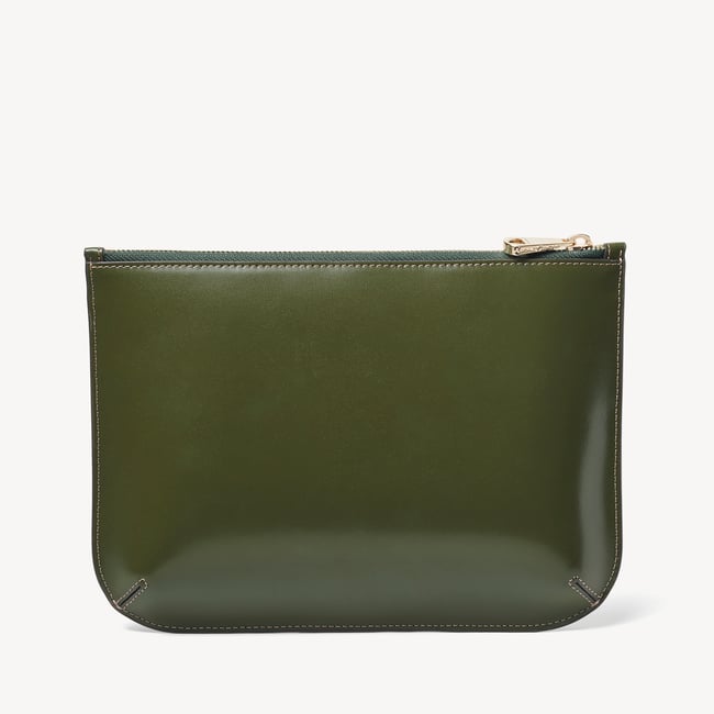 Large Ella Pouch Smooth Moss Green