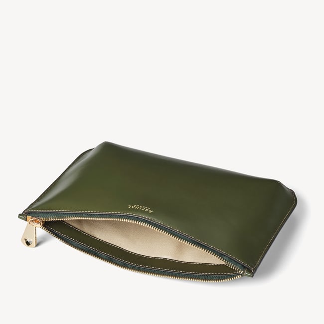 Large Ella Pouch Smooth Moss Green