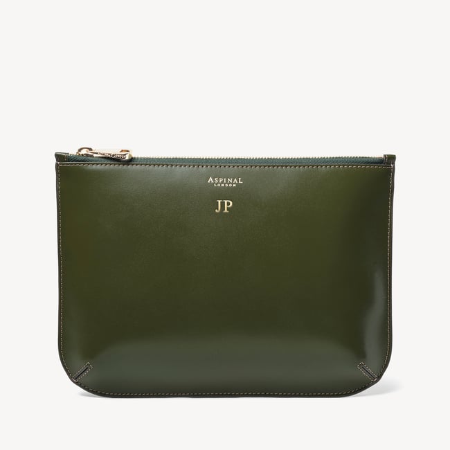 Large Ella Pouch Smooth Moss Green