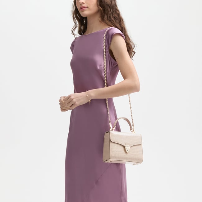 Midi Mayfair® Soft Taupe Patent Croc