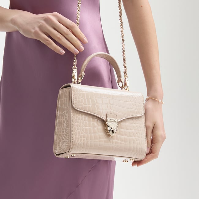 Midi Mayfair® Soft Taupe Patent Croc