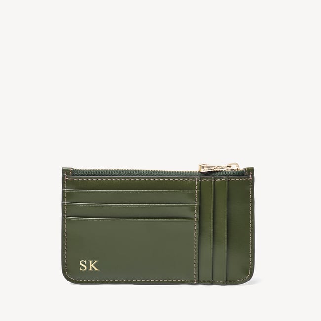 Ella Card & Coin Holder Smooth Moss Green