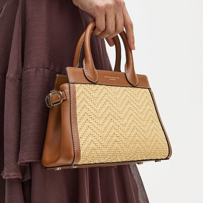Savannah Mini Natural Chevron Raffia & Smooth Tan