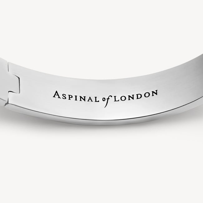 Ribbed Enamel Bangle Ivory Enamel & Palladium Silver Plated