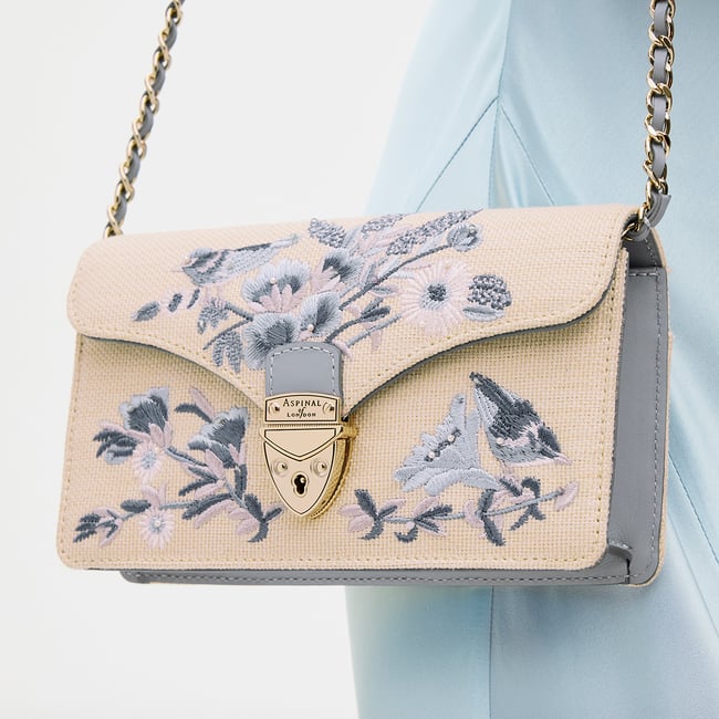 Mayfair®Clutch Sky Blue English Garden Hand Embroidery