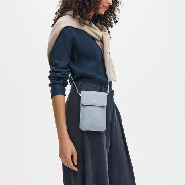 Duo Phone Crossbody Pouch Sky Blue Pebble