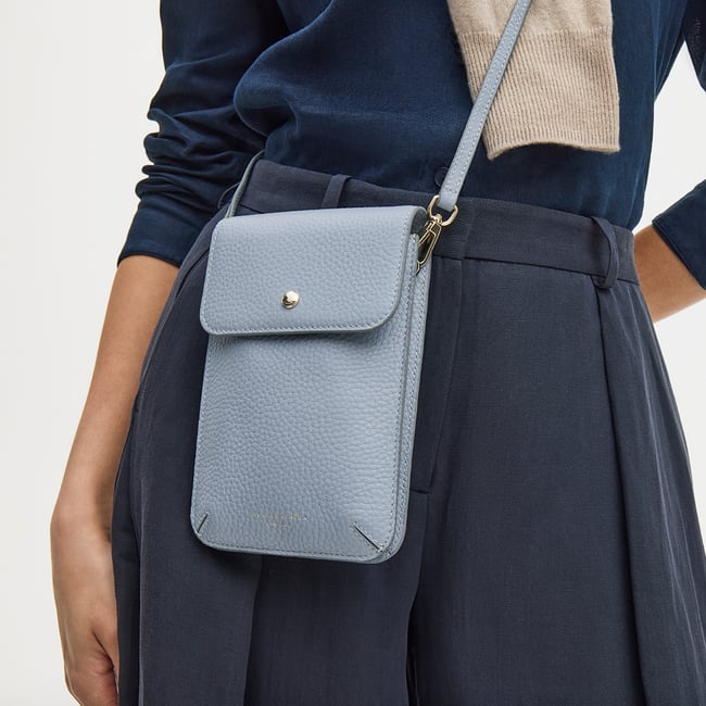 Duo Phone Crossbody Pouch Sky Blue Pebble