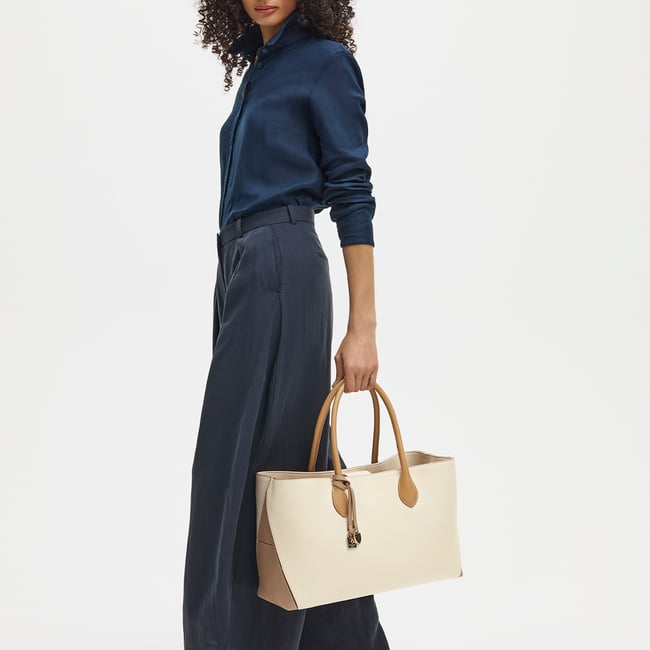 London Tote Soft Taupe & Ivory Pebble