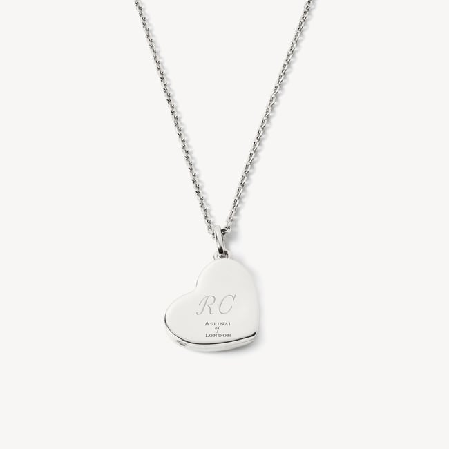 Star Set Heart Locket Necklace Sterling Silver 925