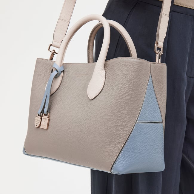 Midi London Tote Sky Blue, Grey & White Pebble