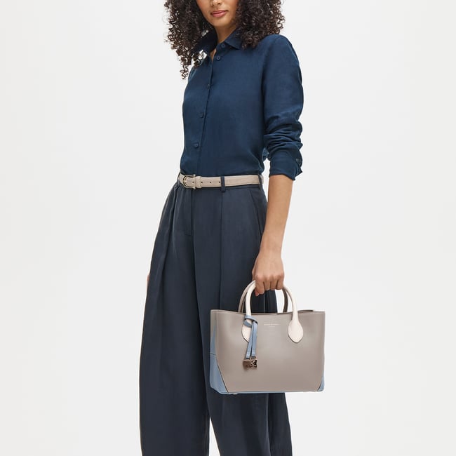 Midi London Tote Sky Blue, Grey & White Pebble