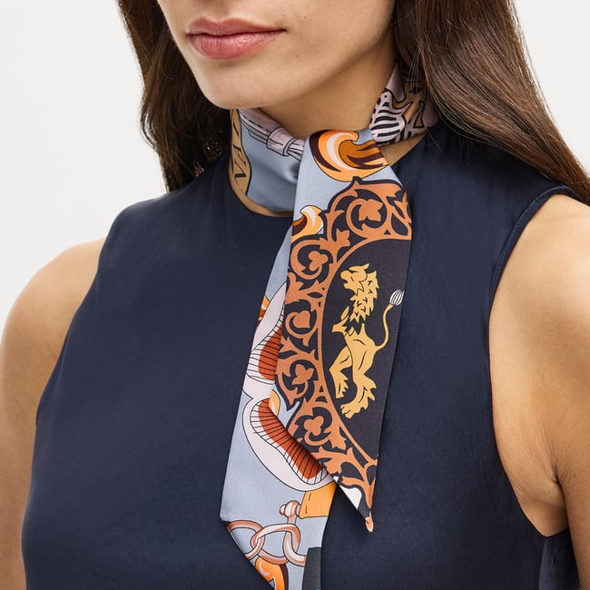 Skinny Silk Scarf Neutral Pure Silk