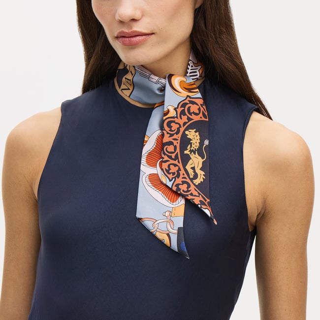 Skinny Silk Scarf Neutral Pure Silk