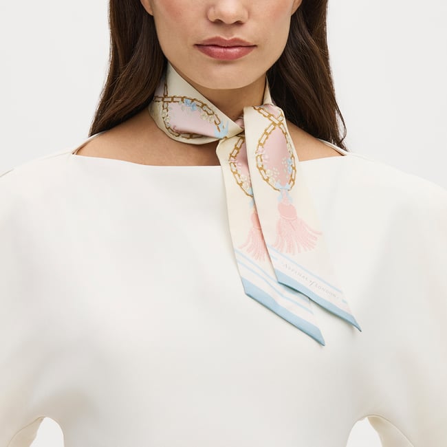 Mayfair Songbird Skinny Silk Scarf English Rose Pure Silk