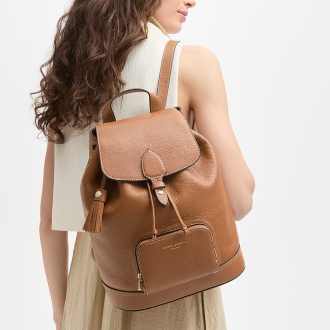 Hudson Small Backpack Tan Milled Pebble