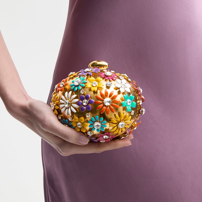 Embellished Floral Clutch Multi Coloured Enamel