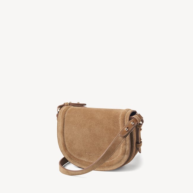 Small Stella Satchel Crossbody Camel Suede
