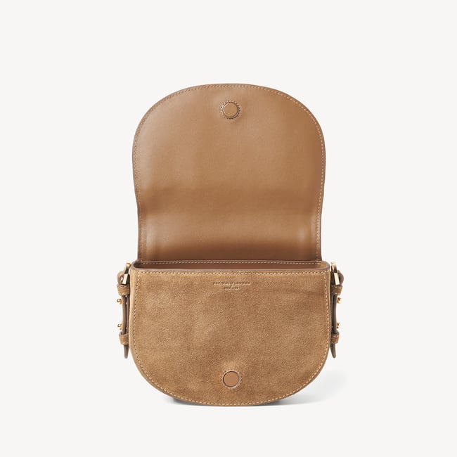 Small Stella Satchel Crossbody Camel Suede