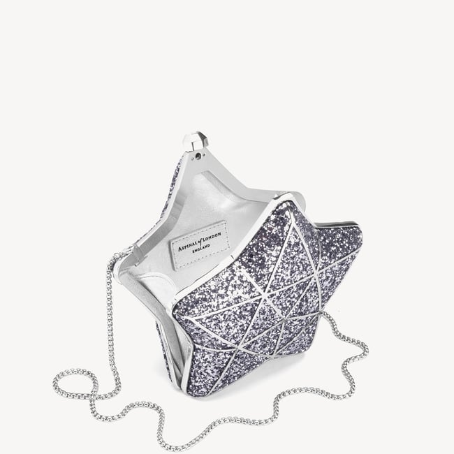 Star Clutch Silver Glitter