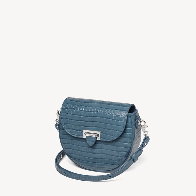 Portobello Crossbody Deep Shine Peacock Blue Small Croc