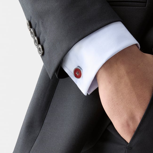Button Cufflinks Red Enamel