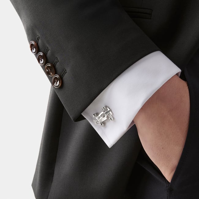 Sterling Silver Racing Chequered Flag Cufflinks Mother of Pearl & Onyx set in Sterling Silver 925