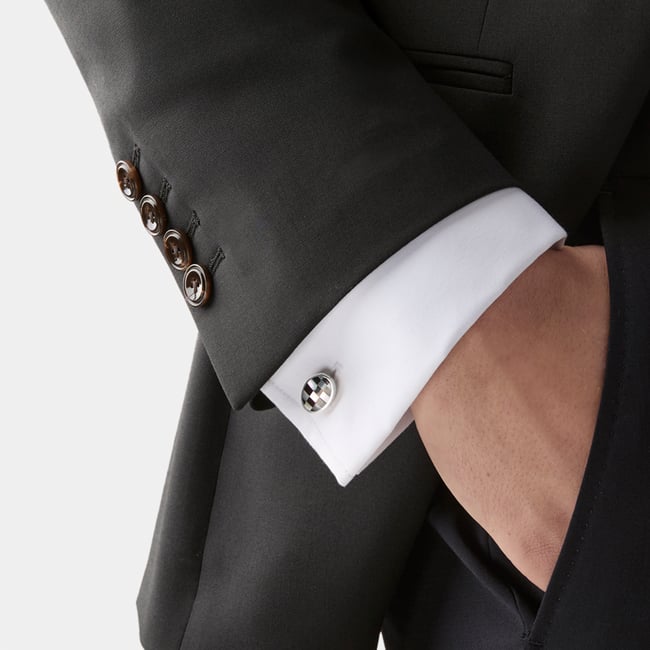 Sterling Silver Racing Chequered Flag Cufflinks Mother of Pearl & Onyx set in Sterling Silver 925
