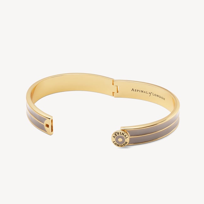Ribbed Enamel Bangle Moleskin Enamel & 18ct Gold Plated
