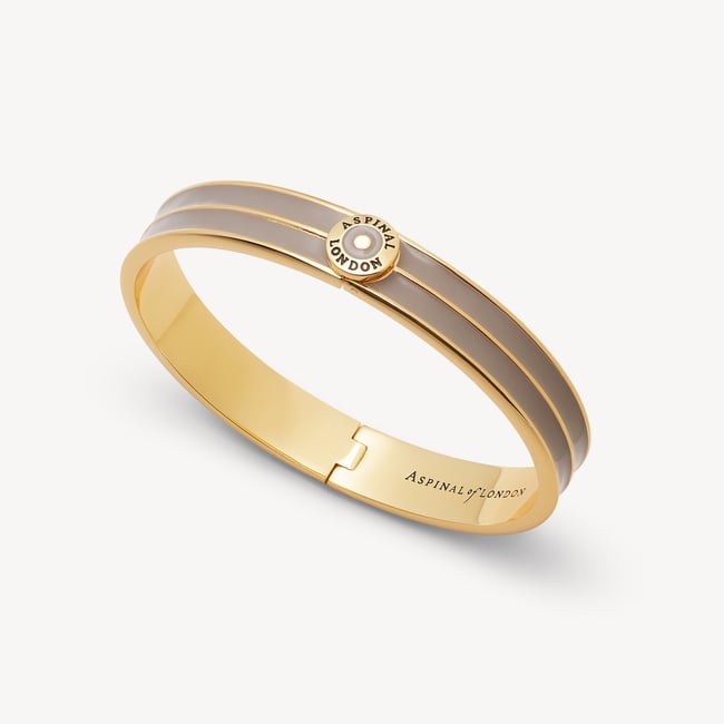 Ribbed Enamel Bangle Moleskin Enamel & 18ct Gold Plated
