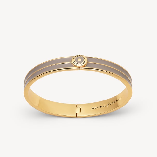 Ribbed Enamel Bangle Moleskin Enamel & 18ct Gold Plated